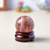 Bola de Cristal Natural Mais Vendida Transfronteiriça, Bola de Pedra com Padrão Vermelho, Decoração de Mesa para Home Office, Ornamento de Boa Sorte