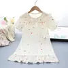 Pijama Infantil, Camisola Infantil para Meninas, Novo Verão 2026 Algodão Nuvem Manga Curta Moda para Meninas e Crianças Maiores Roupas de Casa para Usar por Cima