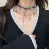 Collar punk de mariposa apilada de chica hot europea y americana, cadena para la clavícula con borlas multicapa de nicho