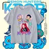 Camiseta de Manga Corta con Dibujo de Corazón de Dibujos Animados para Niña Hunter, Algodón Puro, Morado Claro, Estampado de Chica K-POP, Top de Verano para Niña Pequeña