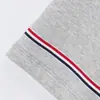 Nueva Camisa Polo de Tela Tb de Doble Cara con Hilo de Alto Peso Teñido en Hilo de Cuatro Rayas, Cuello Campana y Mangas Cortas, Estilo Coreano Casual
