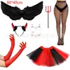 Set de Disfraces de Mejor Amigo Ángel y Demonio para Halloween Vestido Gemelo Blanco y Negro Disfraces a Juego para Fiesta de Hermanas