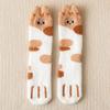 Calcetines de casa de dormir de estilo coreano para otoño e invierno, combinan con todo, de una pieza, con bordado de orejas, garra de gato transparente, forro polar de coral, calcetines de forro polar de media cara