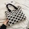 Bolsa con Estampado de Letras para Mujer, Bolso Tote de Gran Capacidad, Bolso de Hombro Simple Versátil, Bolso Tejido de Punto Novedoso Estilo Coreano, Transfronterizo
