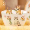 Série Gato de Lã Yuxian Adesivos para Pets Gato Fofo Bordado Material para Diário 2 Folhas 6 Designs