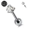 E-commerce Transfronteiriço Venda Direta do Fabricante Liga de Titânio F136 Zircônia Incrustada Rosca Interna G23 0.9 Rosca Joias para Piercing Brincos