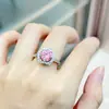Anillo de Princesa Cuadrado Kawei Diamante de Imitación Moissanita Chapado en Platino Oro Blanco Anillo de Diamante de Imitación Cuadrado Rodeado de Lujo