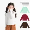 Ropa para niños Nuomi Wanzi para niñas, camiseta básica lisa de color sólido, estilo otoño, agradable a la piel, transpirable, camiseta de manga larga para niños