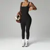 Conjunto de yoga europeo y americano transfronterizo para mujer, mono de yoga de canalé para fitness, mono sin espalda para exteriores
