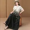 Vestido de Algodón y Seda de Alto Gama Estilo Francés de Verano con Botones de Moda, Dobladillo Amplio, Corte Holgado, Vestido Largo Adelgazante con un Ambiente Elegante