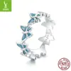Anillo de plata Ziyun original azul goteando costura de mariposa femenino estilo romántico elegante pulsera de anillo de plata esterlina s925