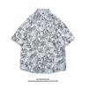 Camisa vintage floral estilo Hong Kong, masculina, manga curta, com estampa havaiana, casual, estilo japonês, camisa solta