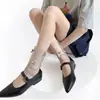 Calcetines de Verano Finos de Malla Transparente con Tira Fina Hueca Estilo Spice Girls Ballet de Tubo Medio