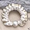 Scrunchie de Chiffon com Renda Francesa e Borda de Renda Coreana Novo Laço de Cabelo de Verão Tiara de Pérola Acessório de Cabelo Feminino