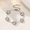 Conjunto de Colar, Pulseira e Brincos Flor de Cinco Folhas da Sorte Inoxidável de Aço Titânio 13mm para Mulheres, Joias Florais Populares Transfronteiriças