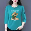 Comercio exterior transfronterizo ropa de maternidad, camiseta de manga tres cuartos para mujeres de mediana edad y mayores, top base versátil casual holgado