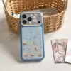 Fundo Azul com Design de Cachorro Branco Adequado para iPhone 17 Pro Max Capa Cartoon para iPhone 16/15 Pro Capa de Telefone Apple 15 17