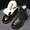 Botas de nieve para mujer, nuevo estilo de invierno 2026, forradas de felpa y engrosadas para abrigar, botas grandes de algodón estilo noreste, botas Martin que aumentan la altura, zapatos de algodón de suela gruesa para mujer