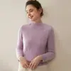 Suéter tejido clásico de cuello semi-alto 100% cachemir puro para mujer, grueso y cálido, color liso, jersey de manga larga