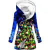 Impermeable Navideño para Mujer 2025 Más Vendido Transfronterizo Estilo Europeo y Americano con Capucha Bloqueo de Color Engrosado de Invierno Piel Sintética de Cordero