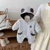 Ropa para bebé para otoño e invierno, mameluco acolchado, color berenjena, mameluco cálido para bebés niños, ropa exterior, ropa fina de algodón para salir