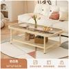 Mesa de centro Sala de estar Casa Luz Luxo Vidro temperado Mesa de apartamento pequeno de alta qualidade Novo estilo Mesa lateral estilo creme Mesa de centro Mesa
