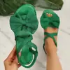 Sandalias Planas con Lazo Tallas Grandes de Comercio Exterior Europeo y Americano para Mujer Suela Suave Tela Banda Elástica Chanclas de Playa wish Stock