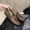 2026 Nuevos Mocasines Vintage de Cuero Desgastado para Mujer con Forro de Felpa, Punta Redonda, Zapatos Planos Versátiles de Piel Genuina