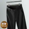 Pantalones Casuales de Lana de Alta Gama para Hombre Estilo Nuevo Primavera y Otoño Pantalones de Traje de Negocios Pierna Recta Suelta Pantalones Largos Elásticos para Hombre