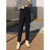 Calça Harem Feminina de Verão, Novo Estilo, Cintura Alta, Corte Justo, Calça Cigarette Casual Cropped com Acabamento de Luxo