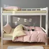 Nuevo Estilo Algodón Lavado Color Sólido Dos Tonos Estudiante Conjunto de Tres Piezas para el Inicio de la Temporada Escolar, Dormitorio Estudiantil Conjunto de Seis Piezas, Sábana Plana y Funda Nórdica de Color Liso