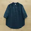 Camisa de Verano para Mujer con Cuello en V, Doble Capa de Gasa, Manga Corta, Color Sólido, Holgada y Sencilla