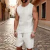 Novo Conjunto de Regata Jacquard Tricotada Lisa Sem Mangas e Shorts Esportivos Casuais Europeu e Americano para Homens da Amazonia Transfronteiriça