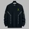 Camiseta de manga larga para hombre para otoño e invierno, marca de moda, corte holgado, engrosada, camiseta básica casual, sudadera con cuello redondo estampada para estudiantes jóvenes