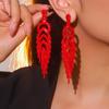 Navidad Viernes Negro Más Vendidos Pendientes de Árbol de Navidad Rojos con Borlas Largas para Mujer, Versátiles, Elegantes, Exquisitos, Pendientes y Accesorios para Orejas Versátiles
