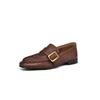 Mocasines Retro Súper Suaves de Cuero Vacuno con Cera de Aceite de Alto Ajuste, Hebilla Cuadrada, Otoño 2024, Tacón Bajo Grueso, Punta Redonda, Cuero Genuino, Zapatos de Boca Profunda de Una Capa para Mujer