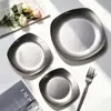 Plato Cuadrado de Acero Inoxidable Color Retro Mariposa Plato Viejo para Barbacoa Estilo Industrial Bandeja para Olla Caliente Vajilla para Barbacoa