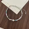 Coleção de Colar e Pulseira de Prata Quebrada com Pérolas Design de Nicho Feminino Luxo Acessível de Ponta Corrente da Clavícula Novas Joias de Verão