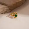 Anillo Geométrico Abierto en Espiral de Acero Inoxidable con Circonita Lujo Ligero Anillo de Gama Alta Joyería de Mano Exquisita Simple Versátil para Mujeres