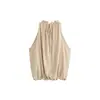 ZA 2026 Verano Nuevo Conjunto de Top sin Mangas con Cuello Halter de Perlas + Pantalones de Linterna con Cintura Elástica