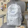 Mochila linda de niña con estrellas estampadas por todas partes, adecuada para estudiantes de secundaria y preparatoria, elegante y ligera