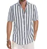 Amazon Nueva Moda camisa de manga corta a rayas con solapa para hombre camisa de primavera y otoño fuente de fábrica