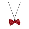 Estilo Coreano Explosiones Simple Borla Larga Ankora Lazo Rojo Cadena de Lana Otoño e Invierno Versátil Elegante Collar