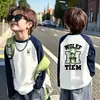 Camiseta de manga raglán para niño, elegante y genial para primavera y otoño, top de manga larga 100% algodón para niños, capa base de corte holgado