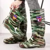 Botas de lluvia impermeables para hombre, de caña alta, forradas de polar, puntera corta, hasta la pantorrilla, adecuadas para usar en la cocina, para pescar y como zapatos de goma antideslizantes