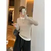 Suéter de Punto Falso de Dos Piezas con Bloques de Color para Mujer, Estilo Casual Primavera y Otoño/Invierno, Capa Interior para Ir al Trabajo, Top Base con Media Cremallera
