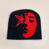 Novo chapéu de malha com estampa facial estilo europeu e americano transfronteiriço para homens e mulheres quente nicho personalidade casual chapéu de lã atacado