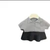 Traje estilo Academia para niñas Primavera y Verano 2025 Camisa Polo de Punto de Manga Corta Estilo Occidental para Bebé Niña Falda Corta Plisada Vestido de Verano