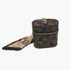 Bolsa de Armazenamento Portátil em Couro PU de Luxo Leve Estilo Francês com Padrão Geométrico, Porta-Cartões Mini, Chaveiro com Pingente Cilíndrico de Alta Qualidade