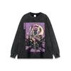 Camiseta de manga comprida estilo americano, estampa direta grande, estilo hip-hop, para casais, outono e inverno